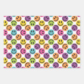 Kleurrijke Happy Face Stripes en Polka Dot Inpakpapier Vel (Voorkant)