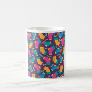 Kleurrijke Happy Feet Sokken Patroon Koffiemok