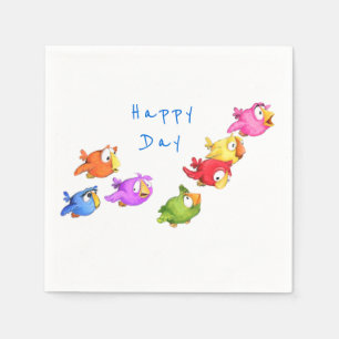 Kleurrijke Happy Flying Birds servetten aangepaste