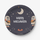 Kleurrijke Happy Halloween Ghost Papieren Bordje (Voorkant)