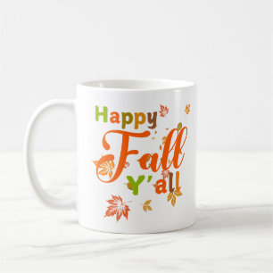 Kleurrijke Happy Herfst Y'all met herfstbladeren Koffiemok
