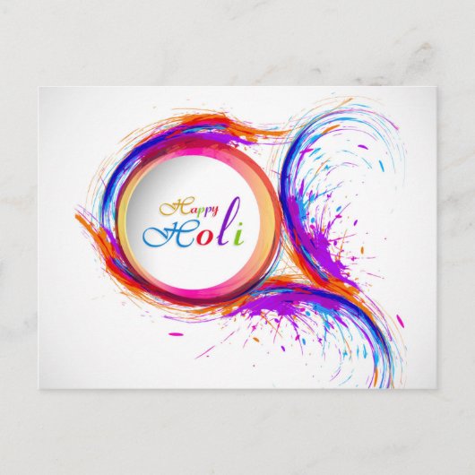 Kleurrijke Happy Holi Paint Swirl Briefkaart (Voorkant)