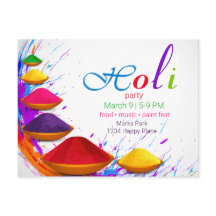 Kleurrijke Happy Holi Powders Bowls Event uitnodig