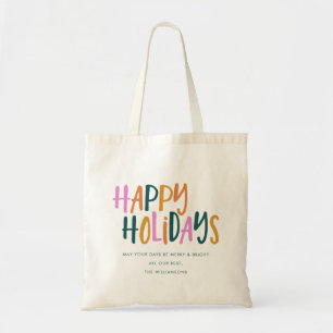Kleurrijke Happy Holidays Herbruikbare Cadeauverpa Tote Bag