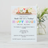 Kleurrijke Happy Hour Uitnodiging (Staand voorkant)