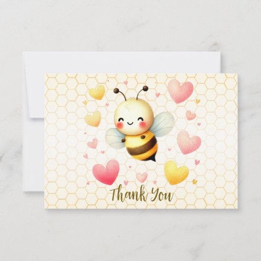 Kleurrijke Happy Little Honey Bee Baby shower Scha Bedankkaart (Voorkant)