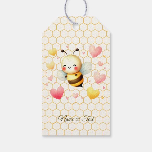 Kleurrijke Happy Little Honey Bee Baby shower Scha Cadeaulabel (Achterkant)