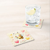 Kleurrijke Happy Little Honey Bee Baby shower Scha Kartonnen Onderzetters (Insitu)