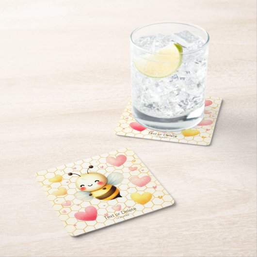Kleurrijke Happy Little Honey Bee Baby shower Scha Kartonnen Onderzetters (Insitu)