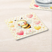 Kleurrijke Happy Little Honey Bee Baby shower Scha Kartonnen Onderzetters (Schuin)