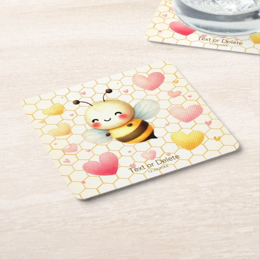 Kleurrijke Happy Little Honey Bee Baby shower Scha Kartonnen Onderzetters (Schuin)