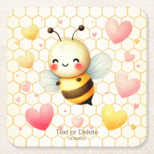 Kleurrijke Happy Little Honey Bee Baby shower Scha Kartonnen Onderzetters