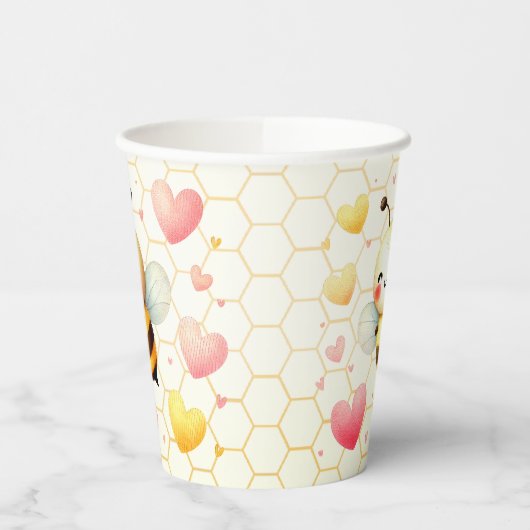 Kleurrijke Happy Little Honey Bee Baby shower Scha Papieren Bekers (Links)