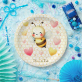 Kleurrijke Happy Little Honey Bee Baby shower Scha Papieren Bordje (Feest)