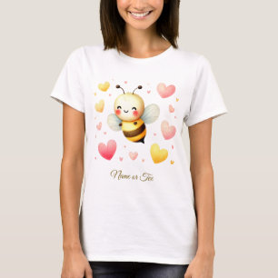 Kleurrijke Happy Little Honey Bee kleurrijke harte T-shirt