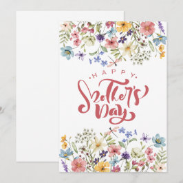 Kleurrijke Happy Mothers Day Schattige Lente Flora Feestdagenkaart