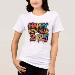 Kleurrijke Happy New Year 2025 Graphic Tri-Blend Shirt