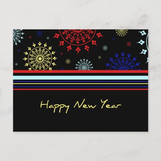 Kleurrijke Happy New Year Briefkaarten (Voorkant)