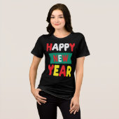 Kleurrijke Happy New Year Celebration Tri-Blend Shirt (Voorkant volledig)