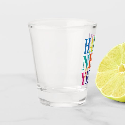 Kleurrijke Happy New Year typografie Shot Glas (Links)