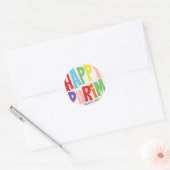 Kleurrijke Happy Purim ronde Sticker (Envelop)