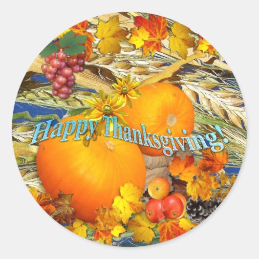 Kleurrijke Happy Thanksgiving Ronde Sticker (Voorkant)
