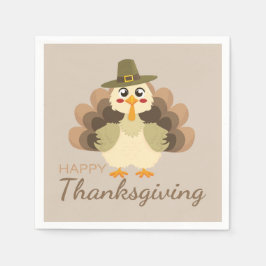 Kleurrijke Happy Thanksgiving Schattige Turkije Servet