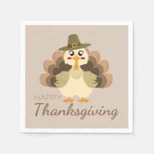 Kleurrijke Happy Thanksgiving Schattige Turkije Servet