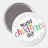 Kleurrijke Happy World Kinderdag Magneet (Voorkant / Achterkant)