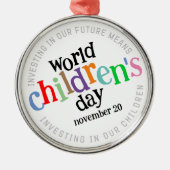 Kleurrijke Happy World Kinderdag Metalen Ornament (Voorkant)