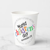 Kleurrijke Happy World Kinderdag Papieren Bekers (Voorkant)