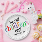 Kleurrijke Happy World Kinderdag Papieren Bordje (Feest)
