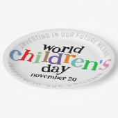 Kleurrijke Happy World Kinderdag Papieren Bordje (Gekanteld)