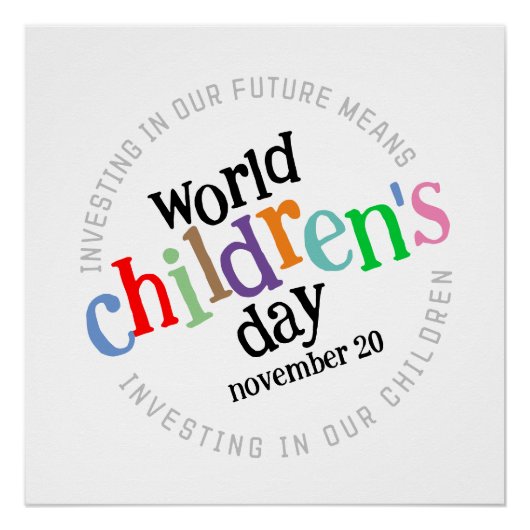 Kleurrijke Happy World Kinderdag Perfect Poster (Voorkant)