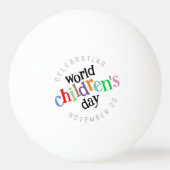 Kleurrijke Happy World Kinderdag Pingpongbal (Voorkant)