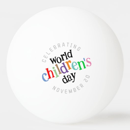 Kleurrijke Happy World Kinderdag Pingpongbal (Voorkant)