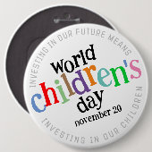 Kleurrijke Happy World Kinderdag Ronde Button 6,0 Cm (Voorkant /achterkant)