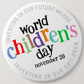 Kleurrijke Happy World Kinderdag Ronde Button 6,0 Cm (Voorkant)