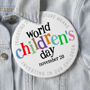 Kleurrijke Happy World Kinderdag Ronde Button 6,0 Cm