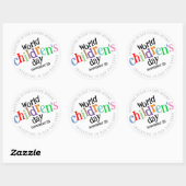 Kleurrijke Happy World Kinderdag Ronde Sticker (Vel)