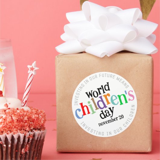 Kleurrijke Happy World Kinderdag Ronde Sticker (Feest)