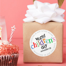 Kleurrijke Happy World Kinderdag Ronde Sticker