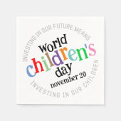 Kleurrijke Happy World Kinderdag Servet (Voorkant)