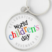 Kleurrijke Happy World Kinderdag Sleutelhanger (Voorkant)
