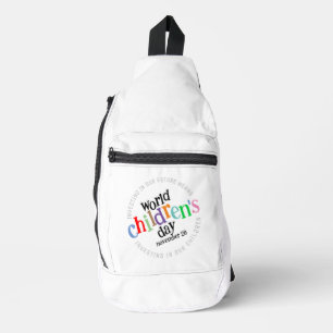 Kleurrijke Happy World Kinderdag Sling Bag