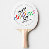 Kleurrijke Happy World Kinderdag Tafeltennisbatje (Voorkant)