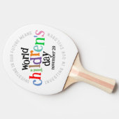 Kleurrijke Happy World Kinderdag Tafeltennisbatje (Zijkant)