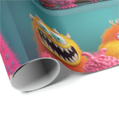 Kleurrijke, harige monsters in felle kleuren cadeaupapier (Rol Hoek)