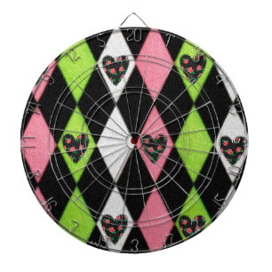 Kleurrijke Harlekijnprint met Rozenharten Dartbord