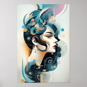Kleurrijke harmonie: een moderne Abstracte vrouwen Poster